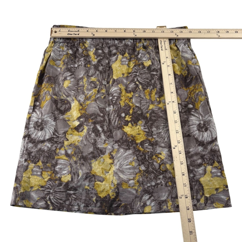 Talbots 10P Gray & Yellow Floral‎ Print Skirt Pull on Elastic Waist above knee - Picture 4 of 5